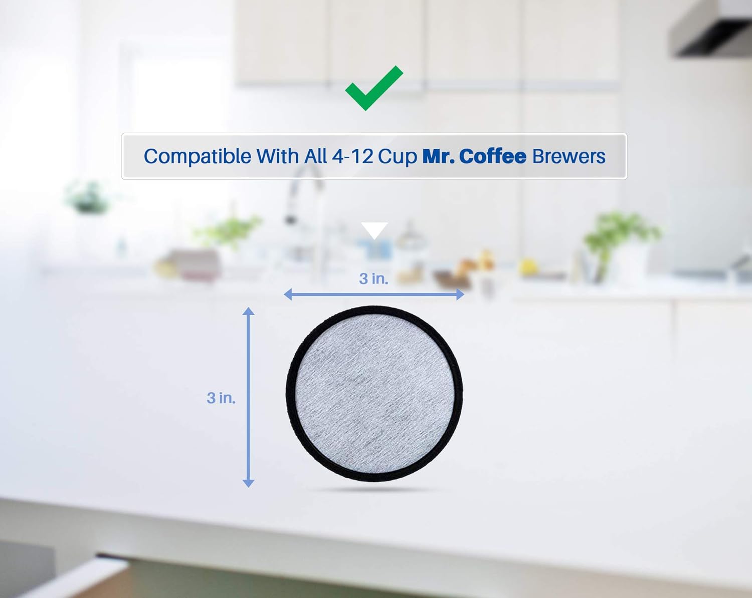 K&J 12-Pack of Compatible Mr. Coffee Water Filter Discs - Universal Fit - Replacement Charcoal Water Filter Discs for Mr Coffee Coffee Brewers - Better Than OEM!: Kitchen & Dining