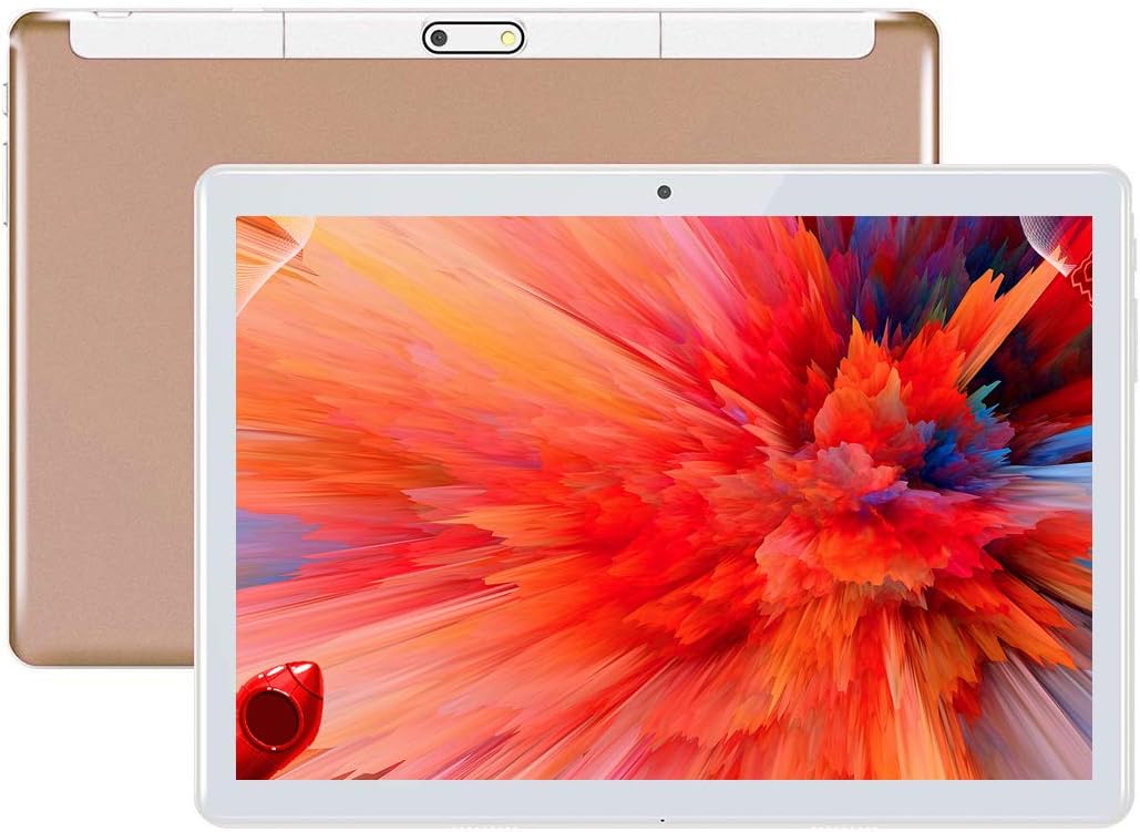 Android 9.0 Pie Tablet 10 Inch, 64GB Ram, 4GB Rom, Octa Core, 10.1 Tablets 3G, HD, WiFi, GPS, GSM, Dual Sim Card, 1080P IPS, (Gold)