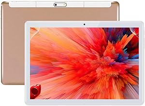 Android 9.0 Pie Tablet 10 Inch, 64GB Ram, 4GB Rom, Octa Core, 10.1 Tablets 3G, HD, WiFi, GPS, GSM, Dual Sim Card, 1080P IPS, (Gold)