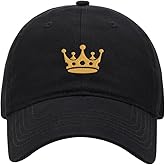 WINGZOO Men's Baseball Caps Crown King Embroidered Dad Hat Washed Cotton Adjustable Embroidery Cap