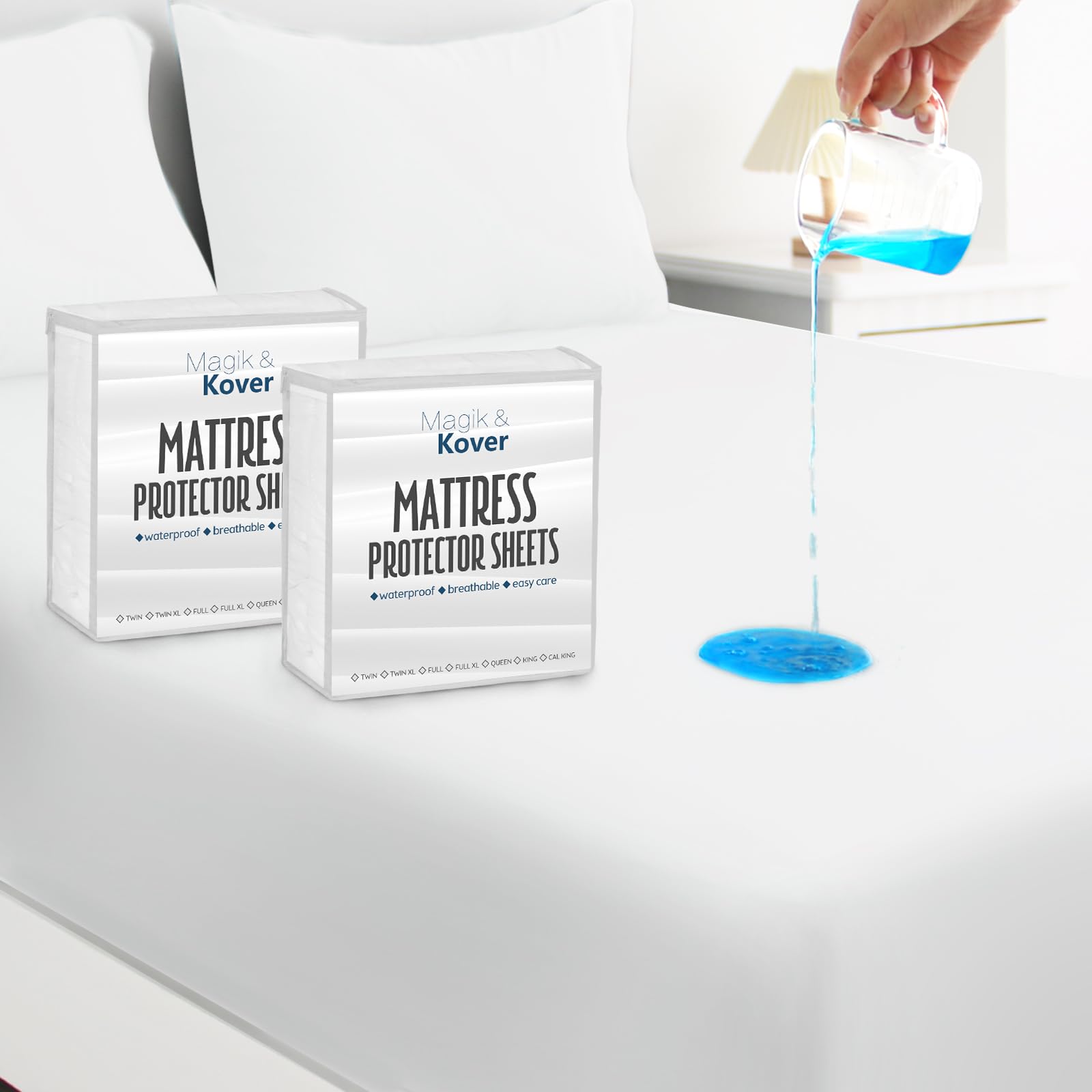 Photo 1 of 2 Pack Twin Mattress Protector Waterproof Cover, Waterproof Bed Twin Fitted Sheet Only, Machine Washable 14" Deep Pocket Twin Size Mattress Covers for Kids Bed, White