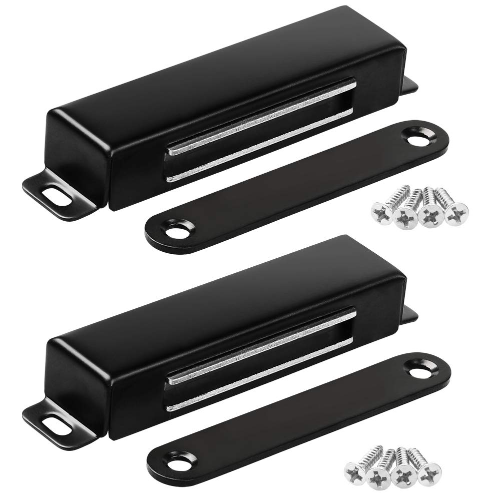 Onarway Magnetic Door Catch 30KG 2 Pack Pull Strong Magnet Cabinet Latches Magnetic Hardware Stainless Steel Door Closer for Bathroom Kitchen Sliding Door Window Cupboard Black — image 1