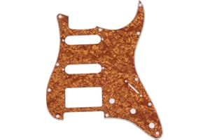 Musiclily HSS 11 Hole Strat Electric Guitar Pickguard for Fender US/Mexico Standard Stratocaster Modern Style Guitar Parts, 4Ply Pearl Earthy Yellow