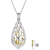 S925 Sterling Silver Cremation Urn Memorial Pendant Necklace with Hollow Urn Cremation Jewelry for Ashes