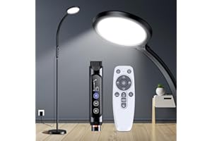 FBBJFF Happy Light Therapy lamp 11000 Lux, LED UV-Free Sunlight lamp,Full Spectrum Happy Therapy lamp with 10 Adjustable Brightness Levels, 2 in 1 Retractable Floor Sad Lamp (Black)