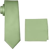TASTION Satin Solid Ties for Men Classic Wedding Necktie and Pocket Square Set Formal Business