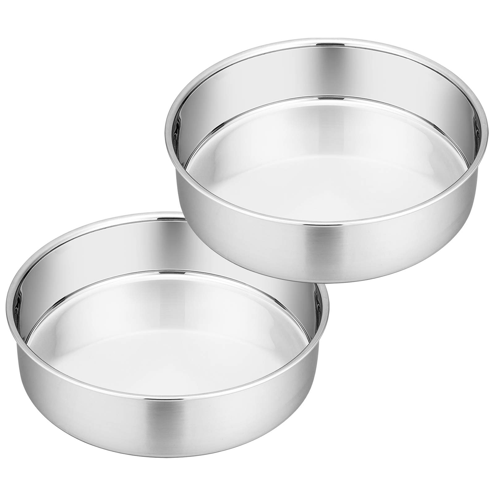 Homikit Cake Tin Set of 2, 8inch Round Cake Tins Stainless Steel for Baking Roasting, Christmas Birthday Layer Cake Mould Pan Bakeware, Healthy & Sturdy, Mirror Finished & Dishwasher Safe