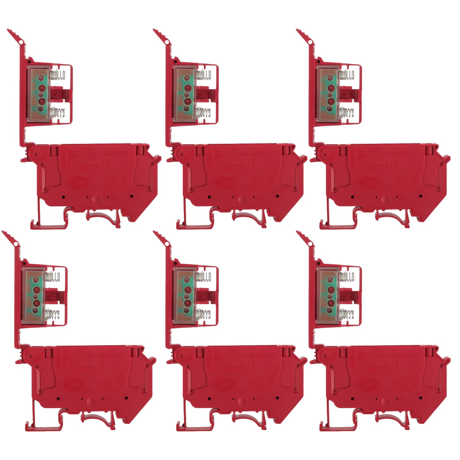 Photo 1 of EPLZON UK5-HESI UK5RDLED DC 24V with LED Indication DIN Rail Fuse Holder Terminal Block Screw clamp Universal mounting feet (Pack of 6pcs,Red)