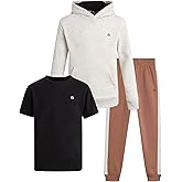 RBX Boys Sweatsuit Set - 3 Piece Active Fleece Jogger Sweatpants Hoodie and T-Shirt for Boys - Athletic Outfit (Sizes 2T-12)