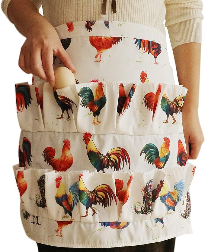Eggs Collecting Gathering Holding Apron for Chicken Hens Duck Goose Eggs Housewife Farmhouse Kitchen Home Workwear (Adult-Unisex)