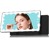Car Visor Vanity Mirror with Light, Rechargeable Dimmable Touch LED Sun Visor Mirrors, Large Detachable Vanity Makeup Mirror with 3 Color Modes for Truck SUV Car Accessories Essential for Women(Black)