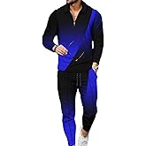 Kubsid Mens Tracksuit Set 2 Piece Long Sleeve Polo Shirt and Pants Jogging Sweatsuits Sets Casual Fashion Vacation Outfits Loungewear Black Blue Mixed Size S