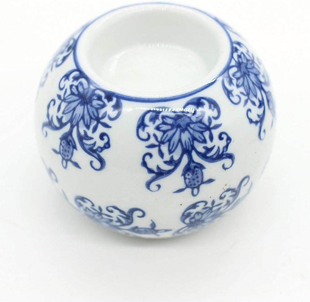 Porcelain Candle Holder Tealight Candleholders Blue and White Decorative Chinoiserie Decor (B7): Kitchen & Dining
