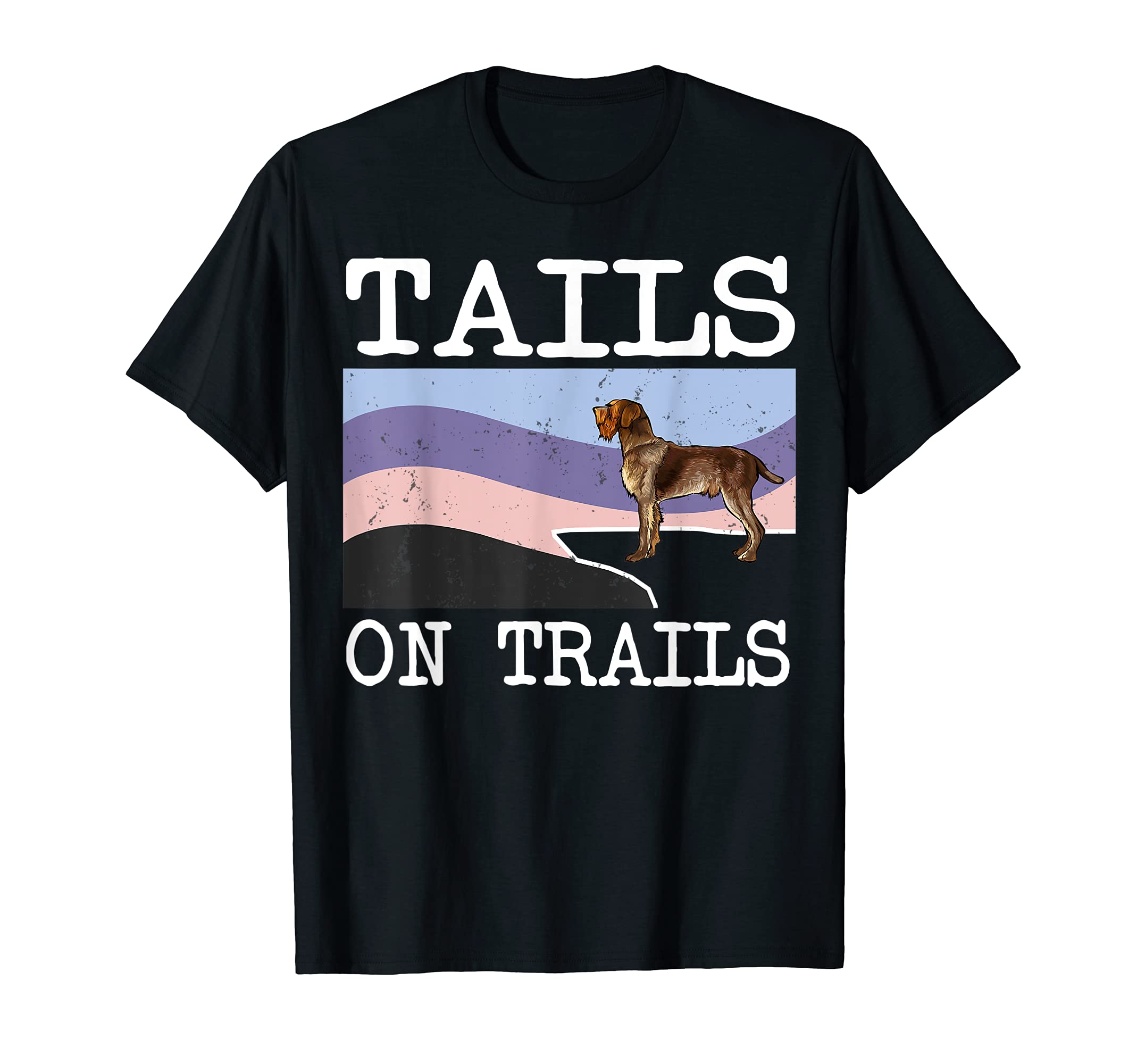 Wirehaired Pointing Griffon Tails On Trails Funny Dog Hiking T-Shirt