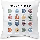 Nvotell Boho Mental Health Feelings Chart Pillow Covers 18x18, Spanish Classroom Decor, Boho Emotions Chart Throw Pillow Covers for Classroom Kids Room Mental Health Therapy School Counselor Decor