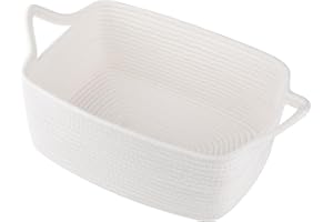 OIAHOMY Woven Basket, Gift Basket Empty with Gift Bags and Ribbons, Rope Baskets for Baby Showers, Storage Baskets with Handles for Nursery, Pet Toy Organizer - White