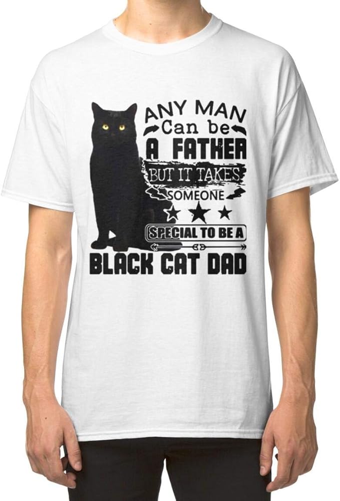 Black Cat Dad Man Father Classic Unisex TShirt, Ladies T