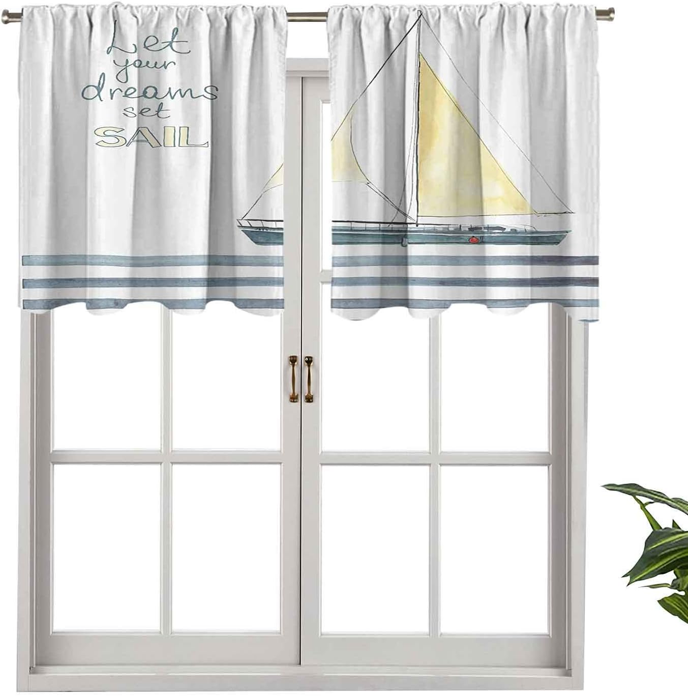 Hiiiman Cenefa de cortina para ventana moderna con diseño de rayas para