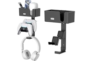 KDD 4-in-1 Wall Mount Headphone Stand - Dual Controller Holder with Cup Holder - Detachable Pen Holder Storage for Cup, Media