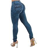 Moda Xpress Women Juniors High Waisted, Mid Rise Butt Lifting Colombian Design Skinny Jeans 10623N