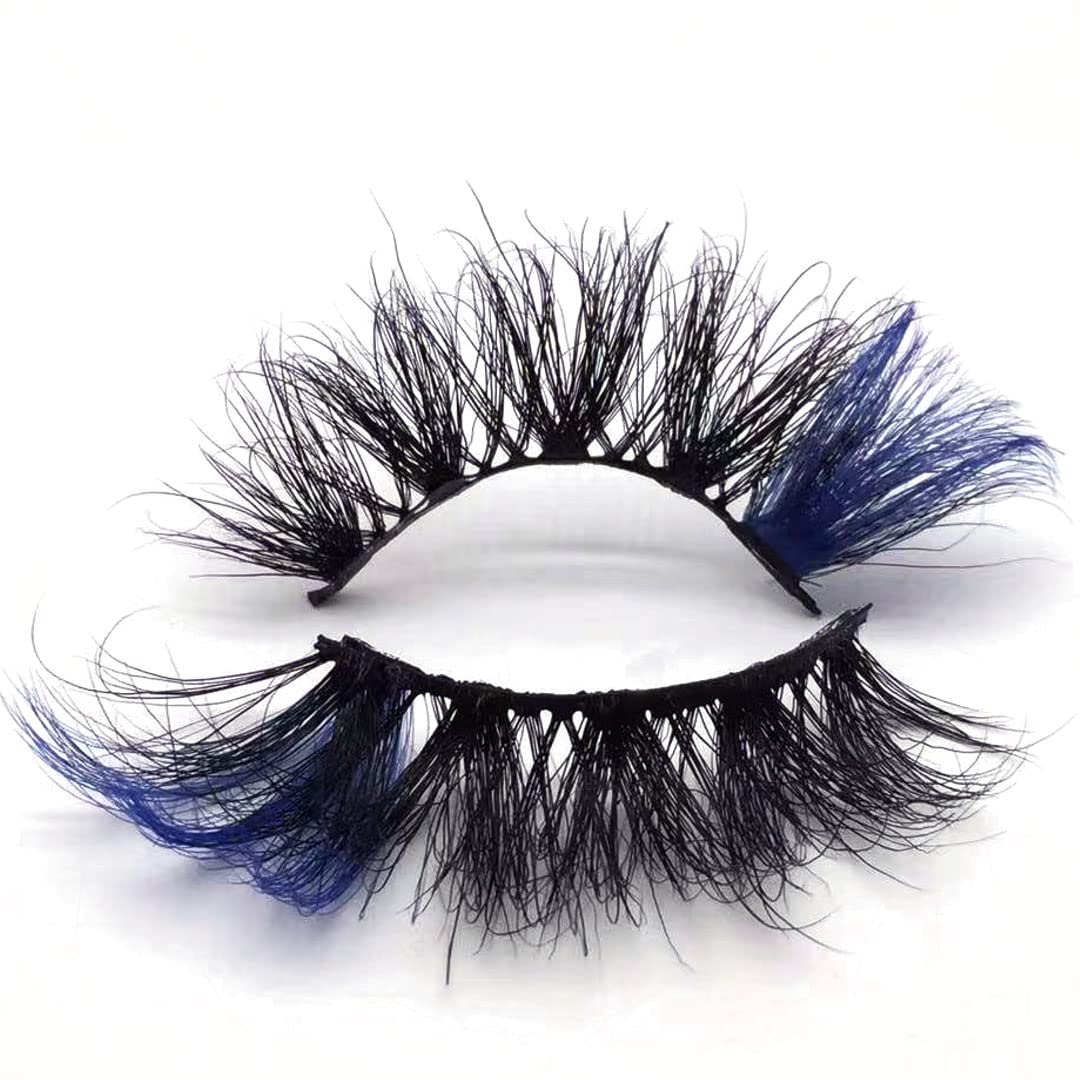 KFZR Colorful Mink Eyelashes Halloween Colored Long Dramatic False fake Eyelashes Party 25MM (57A-3C)