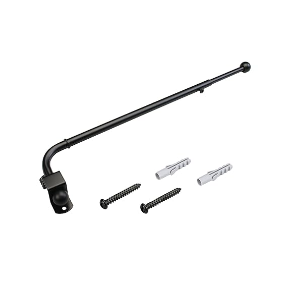 JalousieCrew Gardinenstange mit Schwenkarm ausziehbar Farbe schwarz - Länge 30-100 cm (60-100 cm)