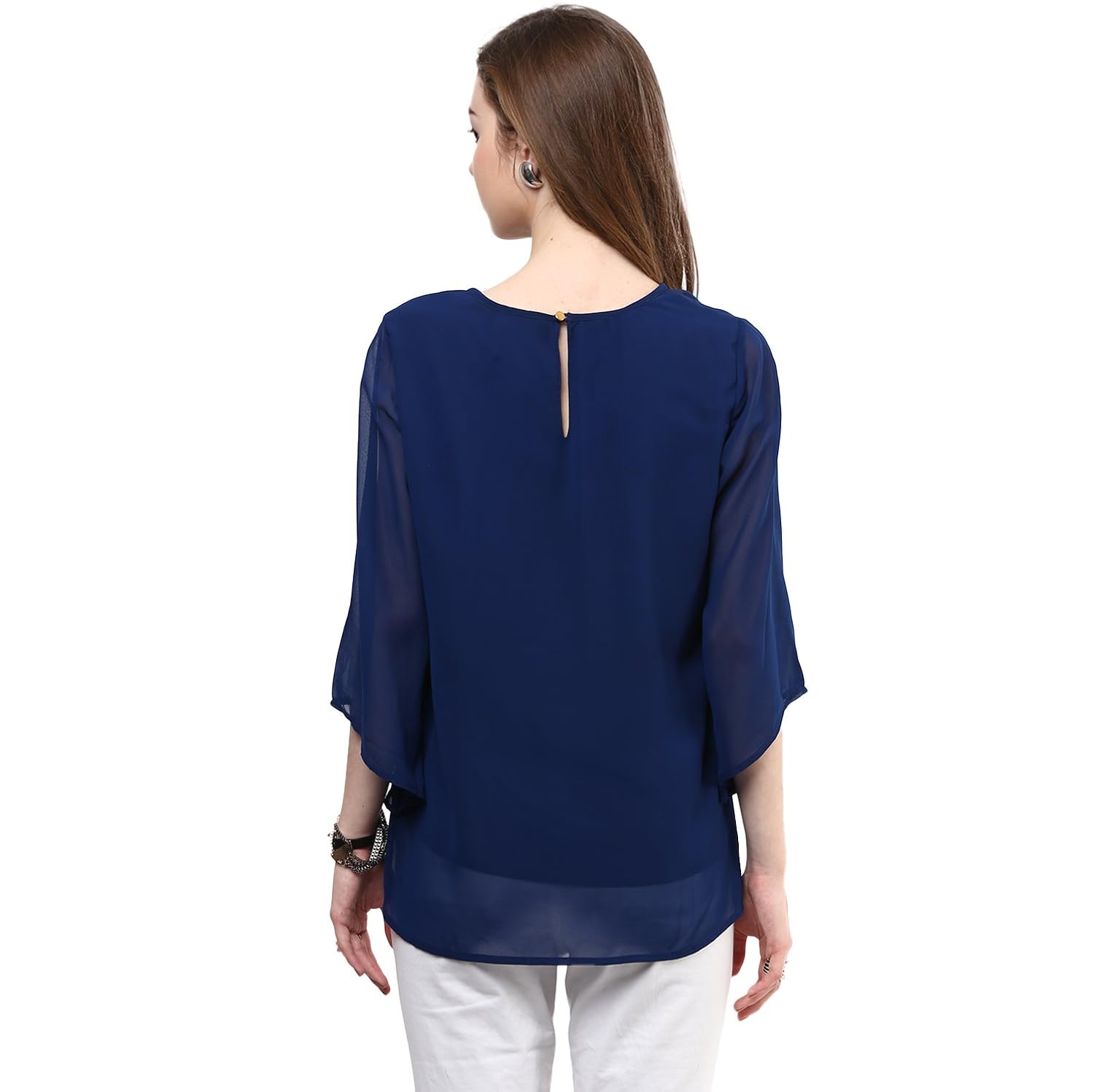 rare women blue georgette top (ep1038)