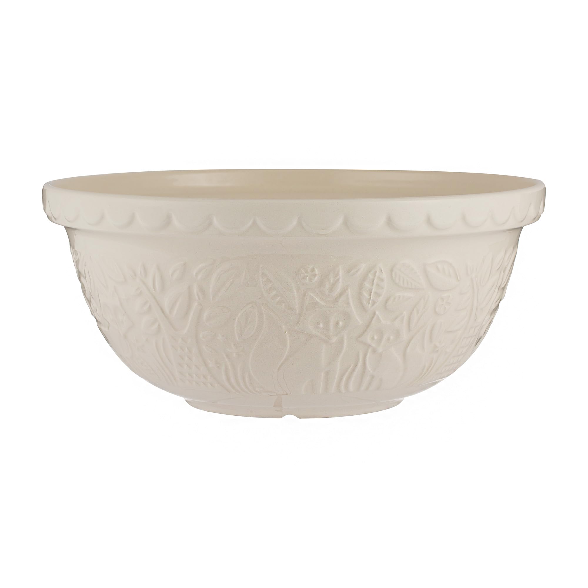 Mason Cash in The Forest Fox Mixing Bowl 4 Litre | 29cm Cream S12 Stoneware Bowl for Bread, Cake, Pastry & Pudding Mixes, Embossed Woodland Design