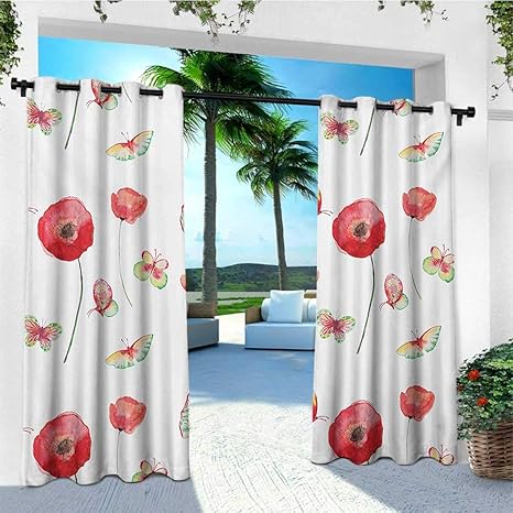 Juego de 2 paneles de cortina para exteriores, diseño vintage con