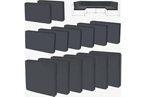 FKSLIFE 14Pieces Patio Cushion Covers Replacement Outdoor Couch Cushions Covers Splashproof Sofa Slipcovers Set with Zippers,Patio Furniture Protector Cover Only(Black Gray,25×25×3.15 inches)