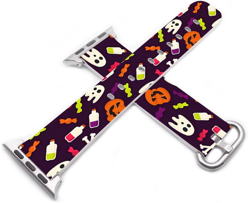 Strap Compatible for Apple Watch Series SE/6/5/4/3/2/1 38mm/40mm Halloween - ENDIY Designer Leather Fashionable Band Replacement for Iwatch Cute Lovely Art Hallowmas All Saints' Day Gift Present