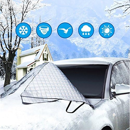 Car Windshield Cover for Ice and Snow, Heavy Duty, Frost Proof, Wind Proof, Auto Winter Protection, Outdoor Automobile Covers, Universal Size, Fits Most Cars and SUVs, by Aoraki