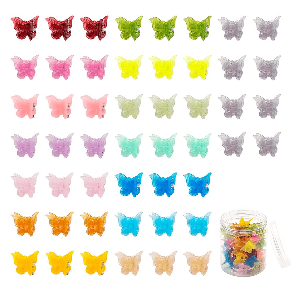 Photo 1 of 50 Packs Assorted Color Butterfly Hair Clips, Beautiful Mini Butterfly Hair Clips Hair Accessories for Women and Girls (Jelly Colors)