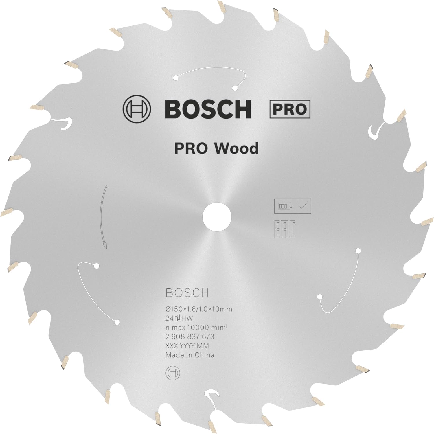 Bosch 1x PRO Wood Circular Saw Blade for Cordless Hand-Held Circular Saws (for Softwood, Hardwood, Ø mm, Professional Accessory Hand-Held Circular Saw)