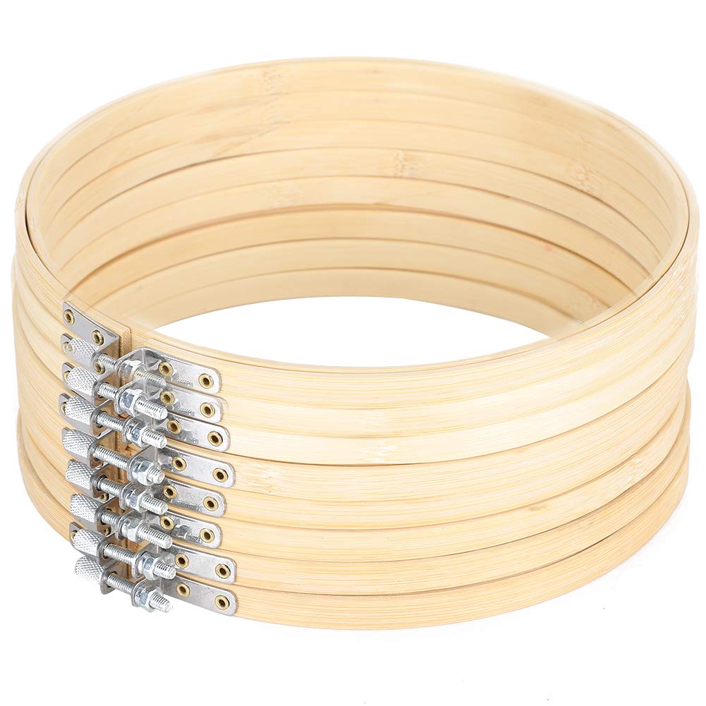 Cross Stitch Frame Hoop 20/26cm Bamboo Embroidery Hoop Adjustable Circle Cross Stitch Hoop Rings for Hand Embroidery, Cross Stitch Embroidery, DIY Craft Sewing (8 Pieces of 20cm)