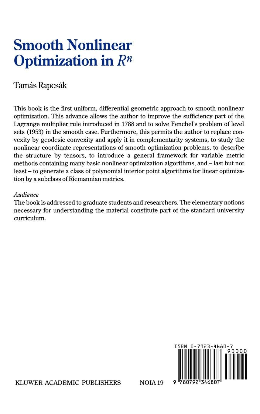 Amazon Smooth Nonlinear Optimization In Rn Nonconvex - 