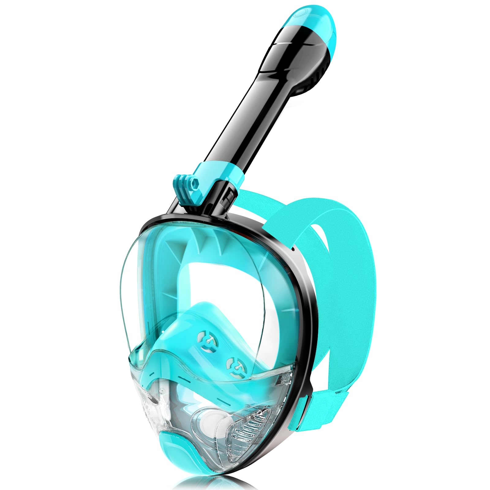 Photo 1 of Full Face Snorkel Mask for Adults Teen, Snorkeling Gear with Detachable Camera Mount, Panoramic 180° View, Anti-Fog Anti-Leak Snorkling Set for Man and Women (Black Green-L/XL)