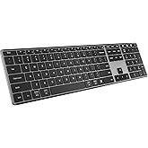 AUSDOM 2.4G Wireless Bluetooth Keyboard Full Size, Quiet Slim Multi-Device Rechargeable Cordless QWERTY Keyboard with Number Pad, Low Profile Silent Flat Universal Keyboards for Computer/Mac/Windows