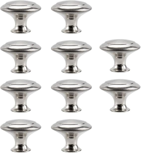 Schranktürknöpfe, rund, Pilzform, Edelstahl, gebürstet, 30 mm, mit