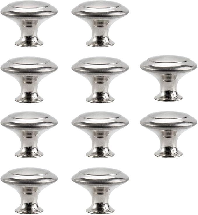 Schranktürknöpfe, rund, Pilzform, Edelstahl, gebürstet, 30 mm, mit