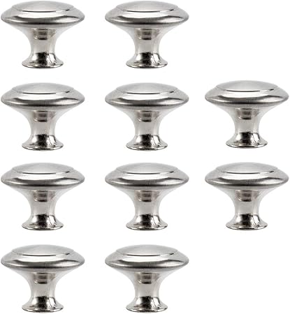 Schranktürknöpfe, rund, Pilzform, Edelstahl, gebürstet, 30 mm, mit