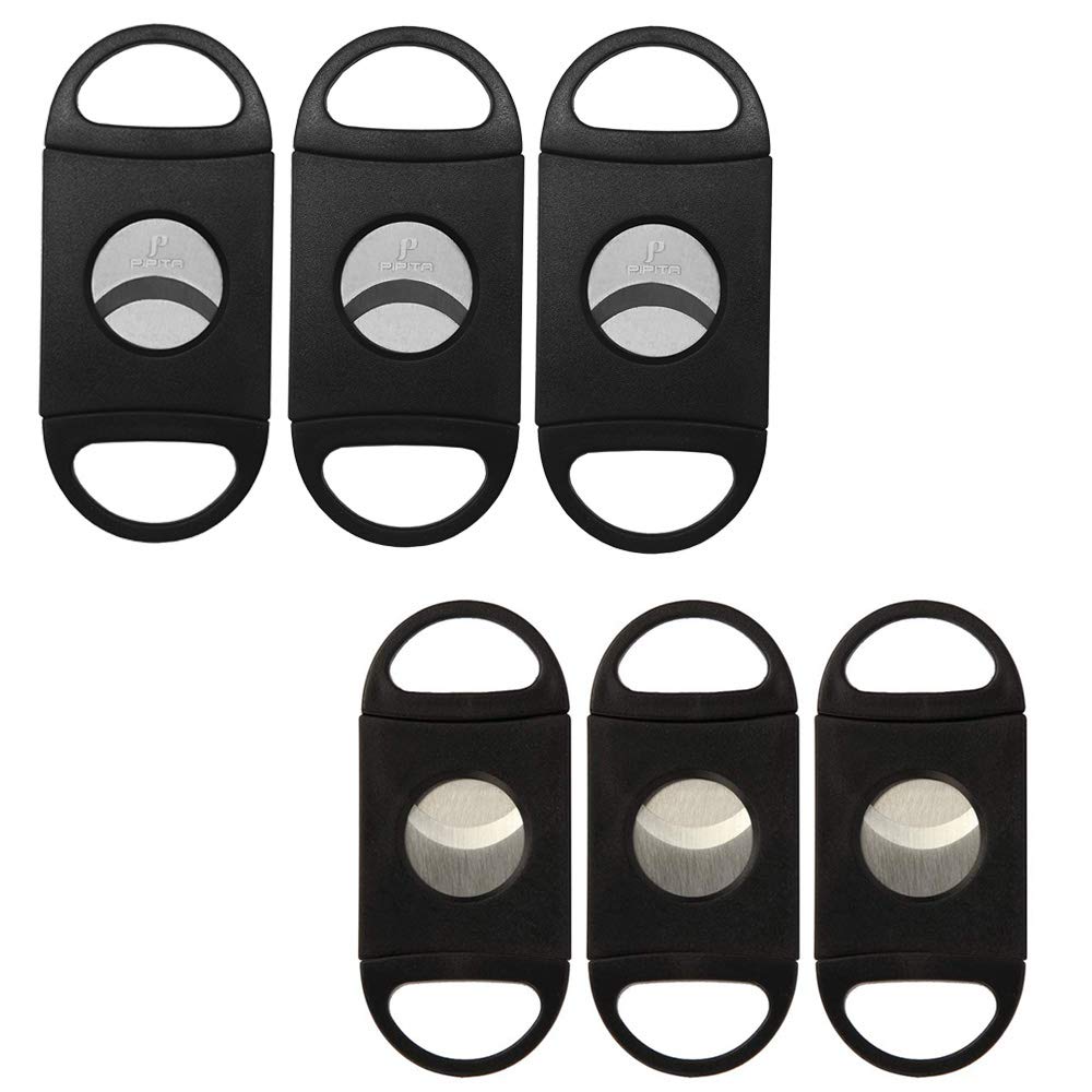 PIPITA Cigar Cutters Black Plastic Guillotine Cigar Cutter Pocket Cutter Cigar Tool (6 Pack)