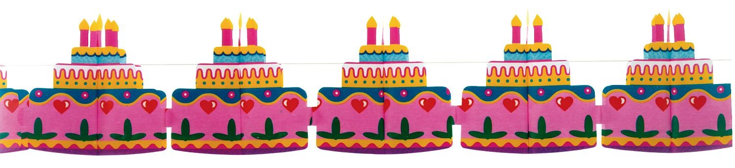 Riethmüller 2726 Garland Birthday Cake, 20 cm x 4 m, flame retardant