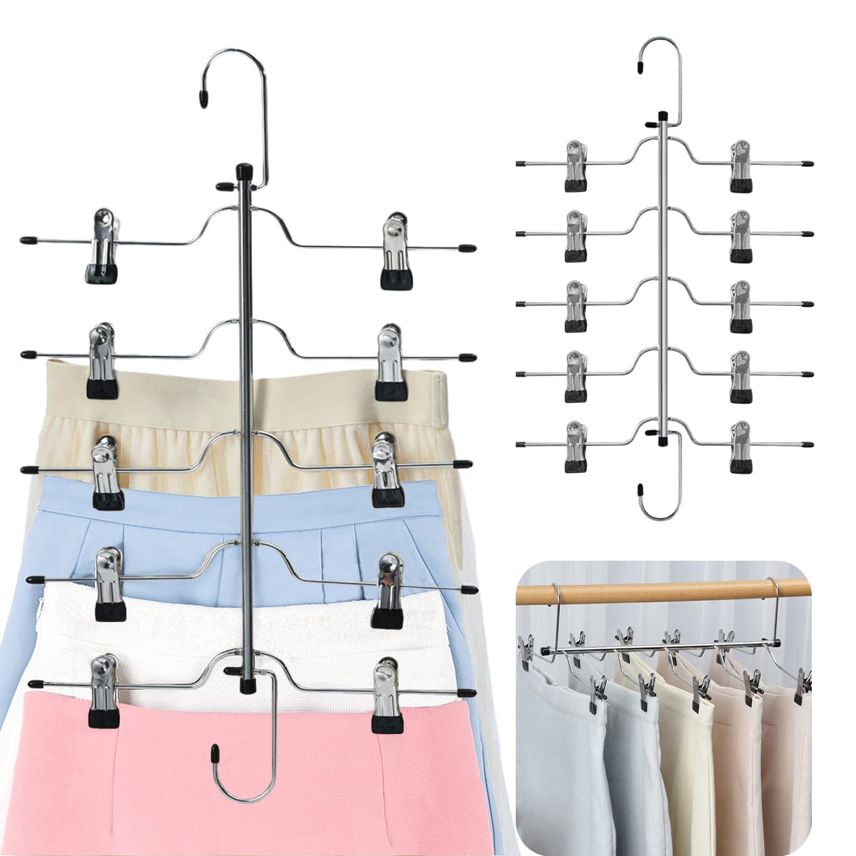 35.5cm Metal Pant/Skirt Hanger With Clips (3.5mm thick) Sold in Bundle of 25/50/100
