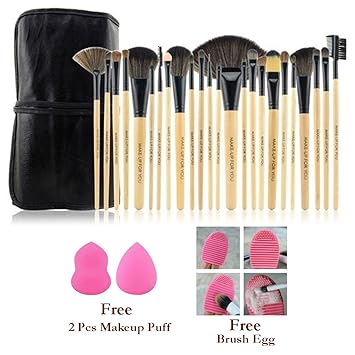 Lifestyle-You 24 Pieces Makeup Brush Set with Case, 2 Pieces Puff Beauty Blender, Brush (Multicolour)