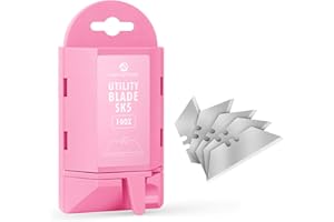 FantastiCAR 100-Pack Utility Knife Box Cutter Blades SK5 Carbon Steel with Pink Dispenser