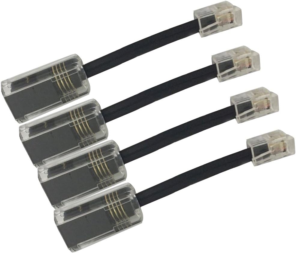Telephone Cord Detangler,Glian 4Pack Black Extended Rotatable Anti-Tangle RJ11 4P4C Phone Cord Tangle Free Landline Phone Cable Untangler Accessory