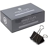 U Brands Binder Clips, Large 2-Inch Width, 1-Inch Paper Holding Capacity, Black and Silver Steel, 12-Count