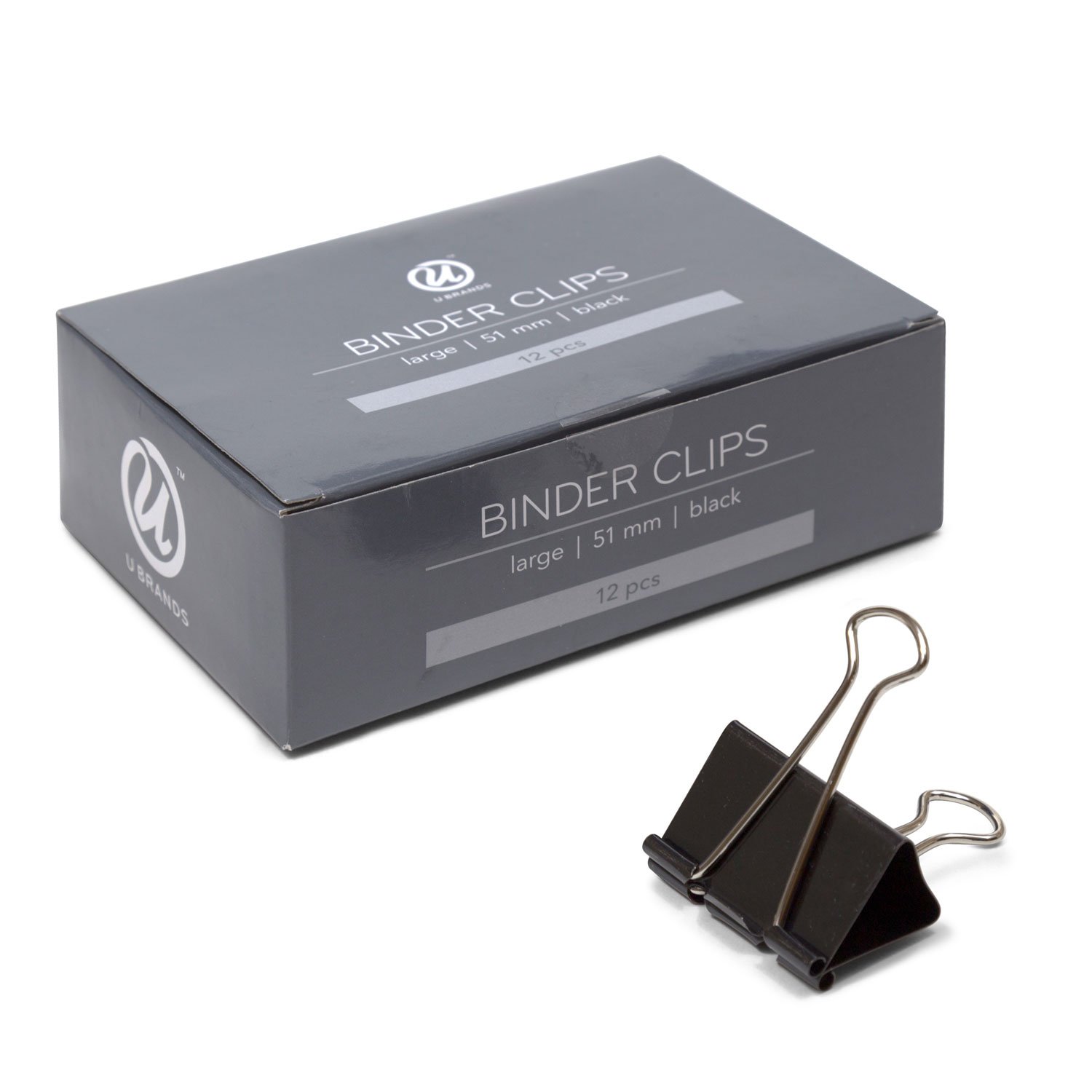 U Brands Binder Clips, Large 2Inch Width, 1Inch Paper Holding