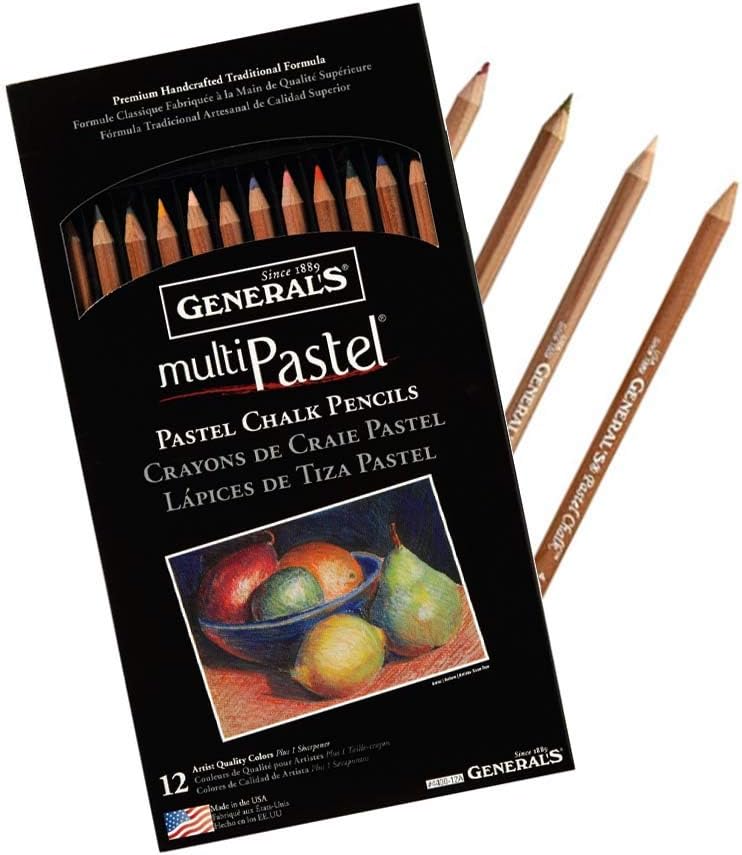 Pastel Chalk Pencils, 12 Colors, Multicolor (New Version)